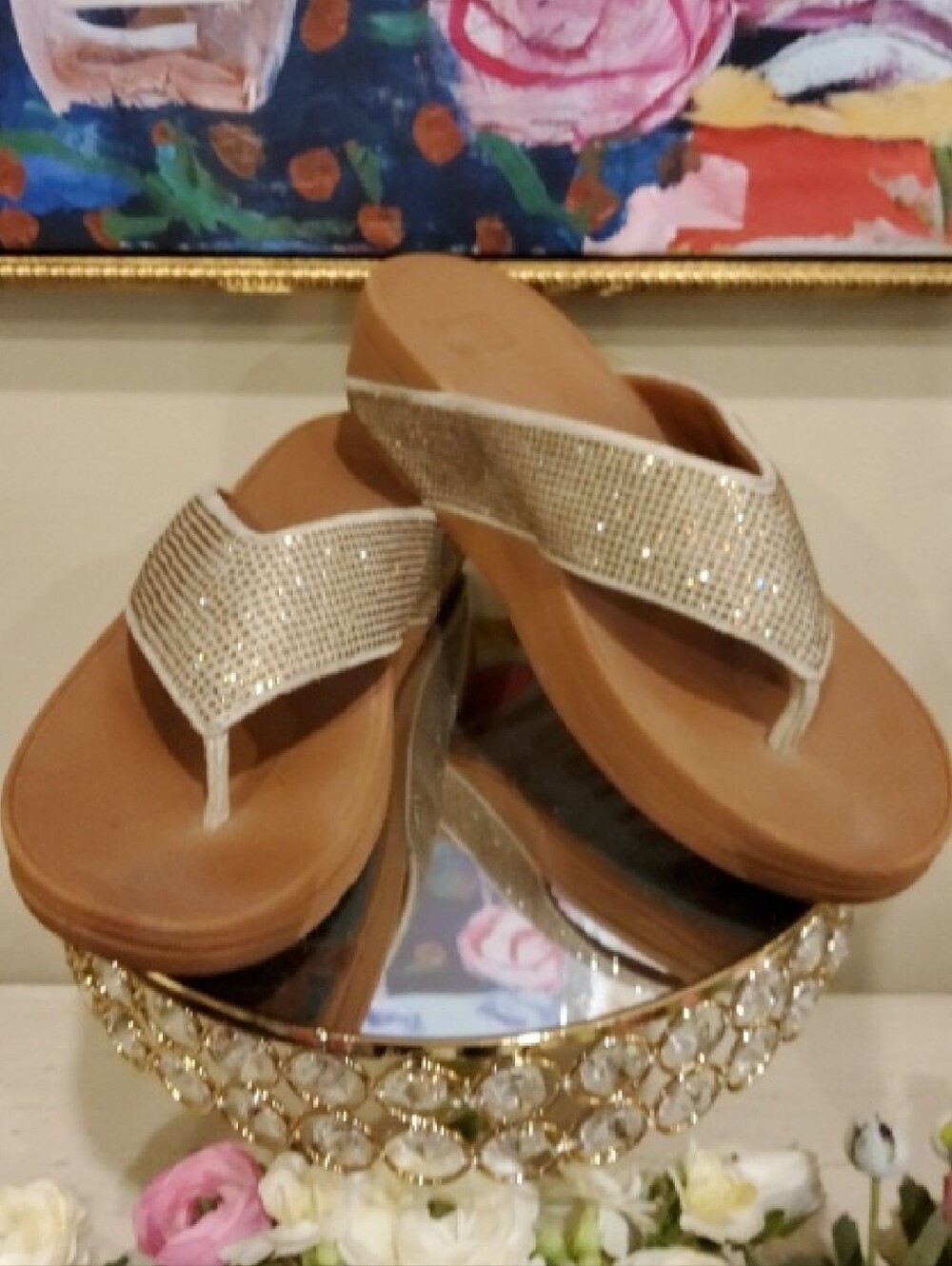 Fitflop Gold Rhinestone Thong Sandals